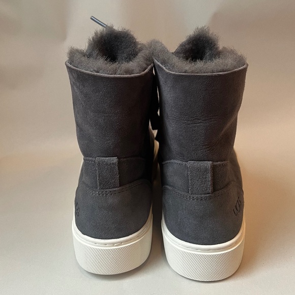 NEW UGG Beven Genuine Shearling High Top Gray Winter Fur Sheepskin Sneaker Shoes - Picture 9 of 12